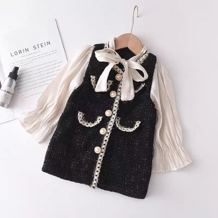 Girls Chanel Style Two-Piece Dress Autumn Fashion – Spring Autumn Kids Fashion Nepal | Tudoholic