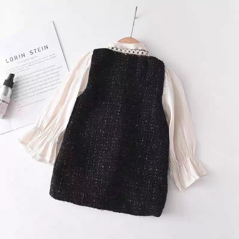 Girls Chanel Style Two-Piece Dress Autumn Fashion – Spring Autumn Kids Fashion Nepal | Tudoholic
