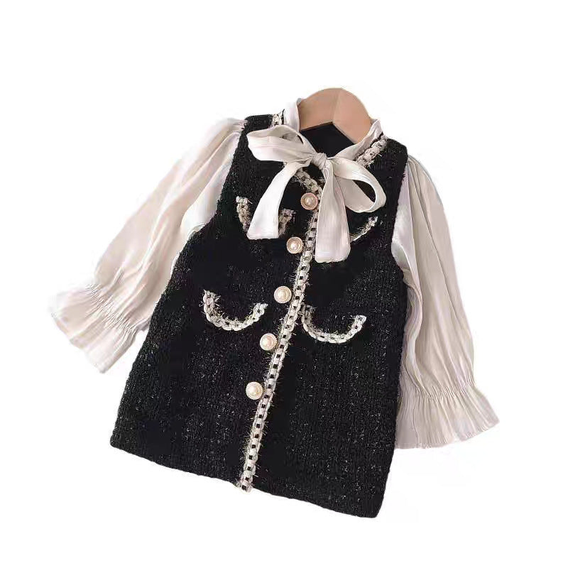 Girls Chanel Style Two-Piece Dress Autumn Fashion – Spring Autumn Kids Fashion Nepal | Tudoholic