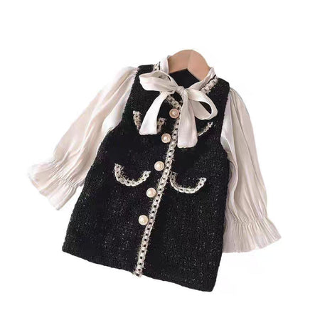 Girls Chanel Style Two-Piece Dress Autumn Fashion – Spring Autumn Kids Fashion Nepal | Tudoholic