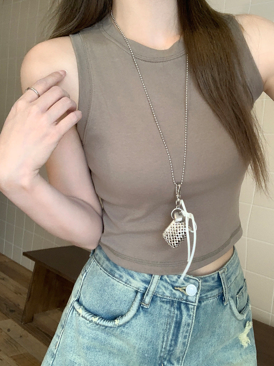 Gray Green Slim Fit Women Sleeveless Camisole 2026