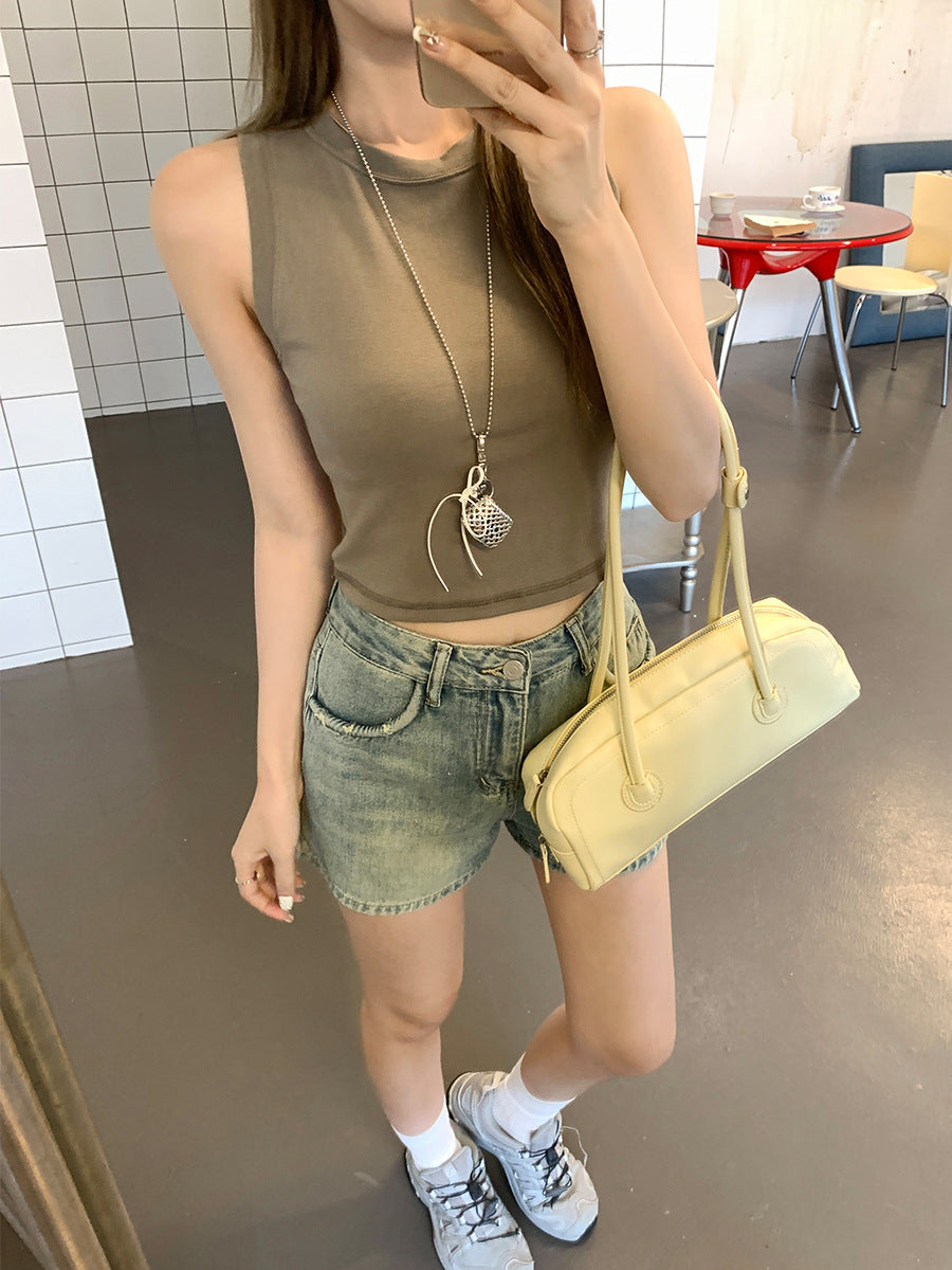Gray Green Slim Fit Women Sleeveless Camisole 2026