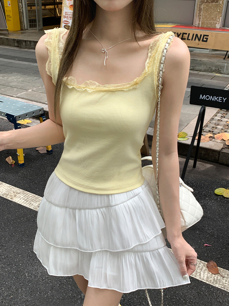 Lace Trim Slim Fit Camisole Women Summer Top 2026