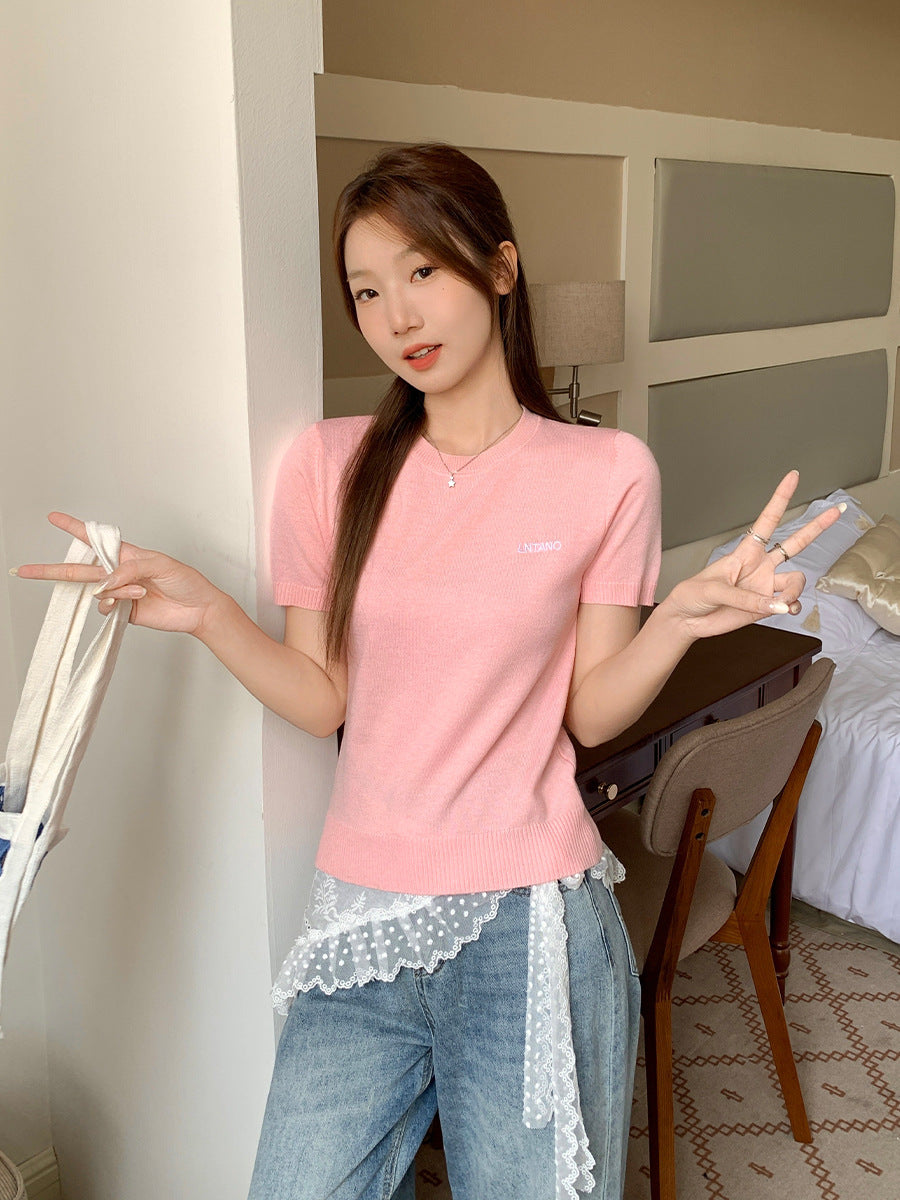 Embroidered Letter Slim Fit Women Summer T-Shirt 2026