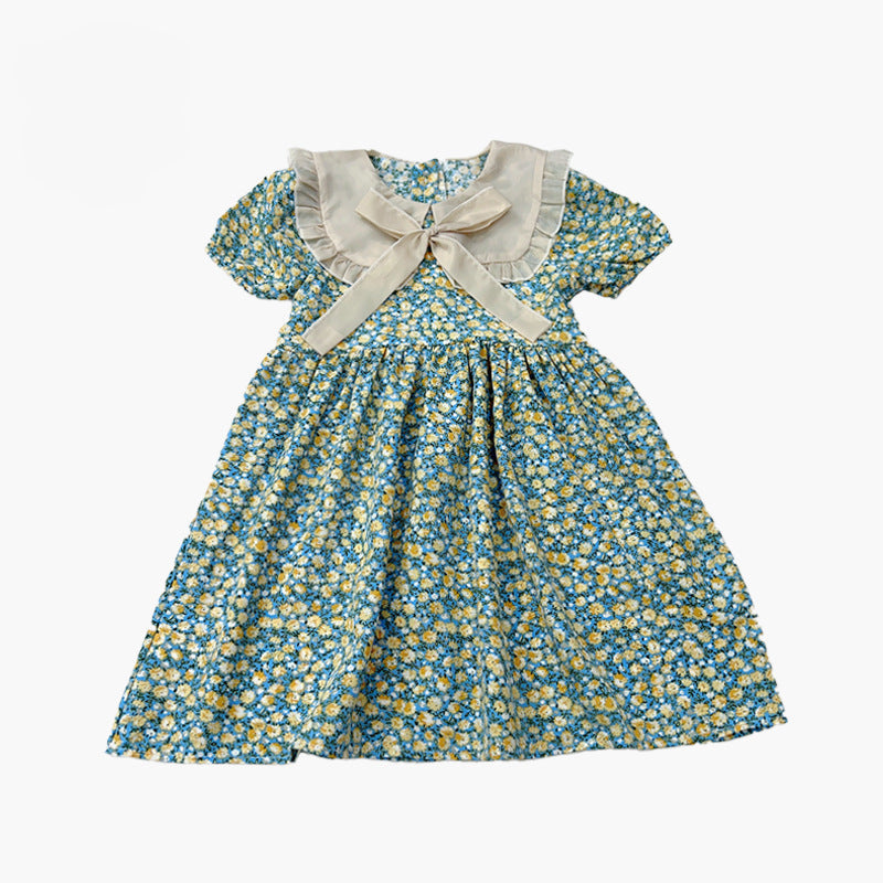 Girls Floral Ice Silk Chiffon Dress Summer 2024 – Summer Kids Fashion Nepal | Tudoholic