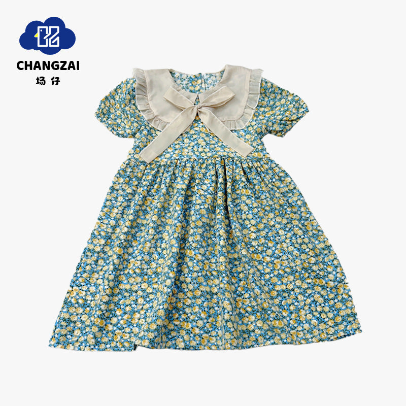Girls Floral Ice Silk Chiffon Dress Summer 2024 – Summer Kids Fashion Nepal | Tudoholic