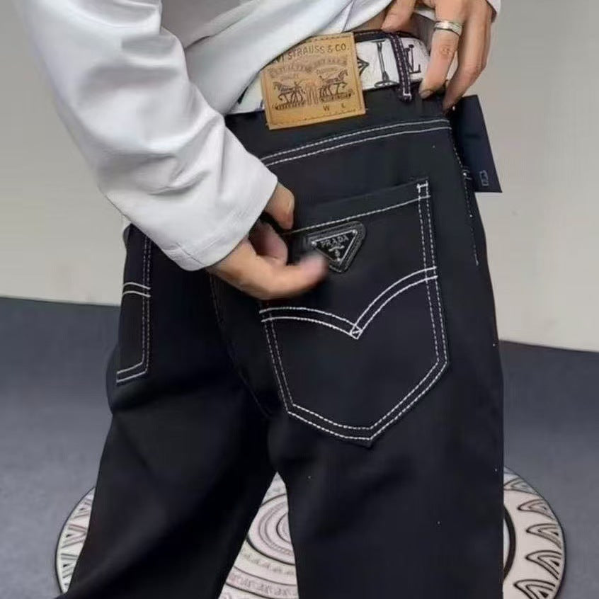 Men’s Retro Hip Hop Loose Straight Jeans