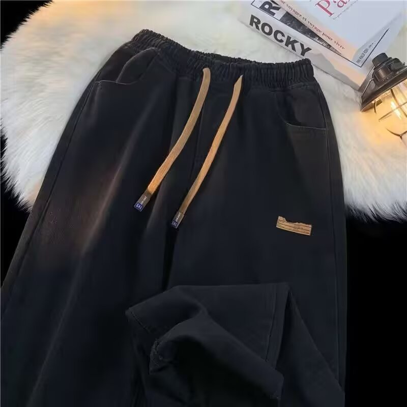 Men’s Black Straight Loose Casual Jeans