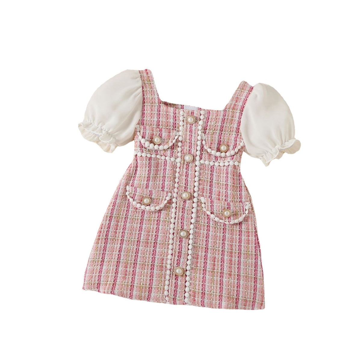 Girls Chanel Style Puff Sleeve Dress Summer Princess – Summer Kids Fashion Nepal | Tudoholic