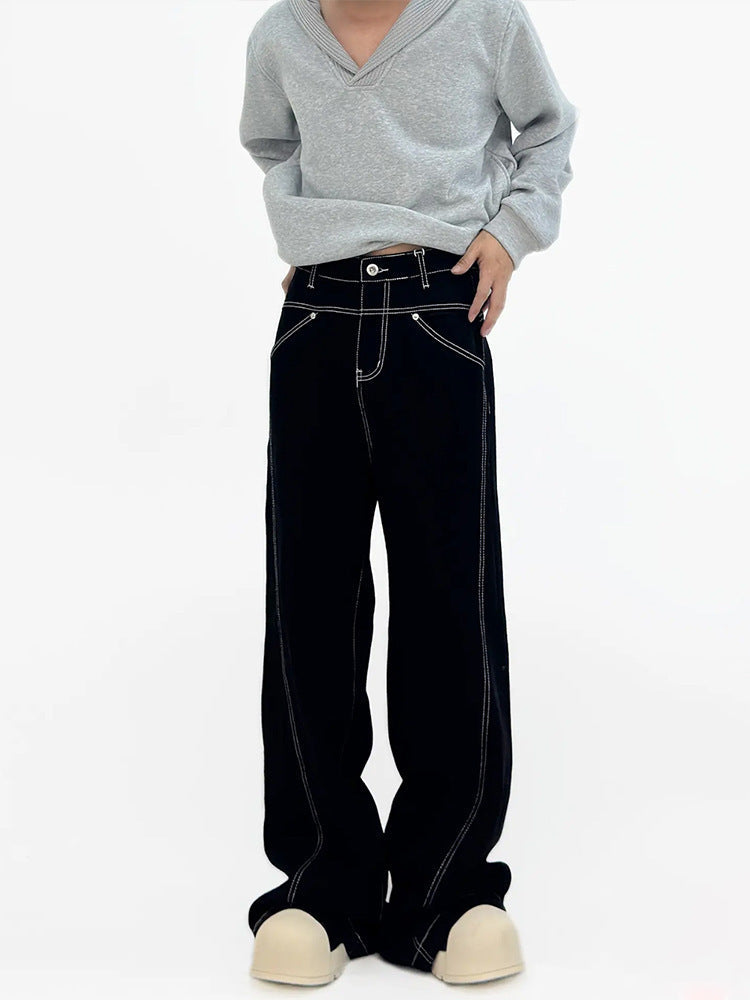 Unisex Retro Wide-Leg Cleanfit Jeans
