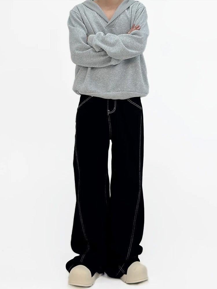 Unisex Retro Wide-Leg Cleanfit Jeans