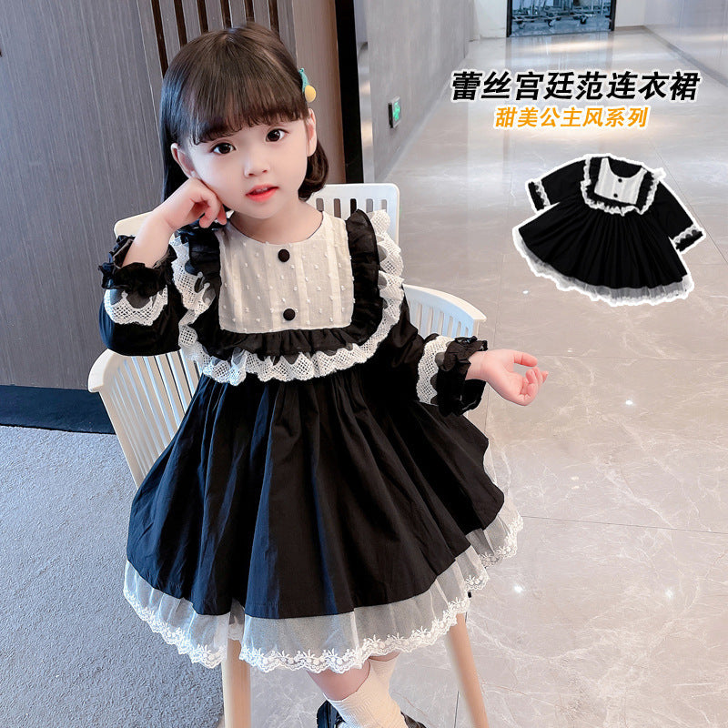 Girls Lace Princess Dress Korean Style Autumn Fashion – Spring Autumn Kids Fashion Nepal | Tudoholic