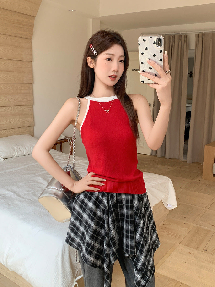 Halter Neck Crop Top Women Summer Outfit 2026