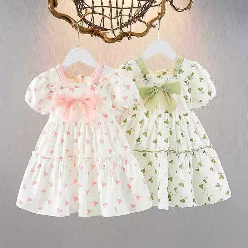 Girls Bow Princess Dress Short Sleeve Summer Style – Summer Kids Fashion Nepal | Tudoholic