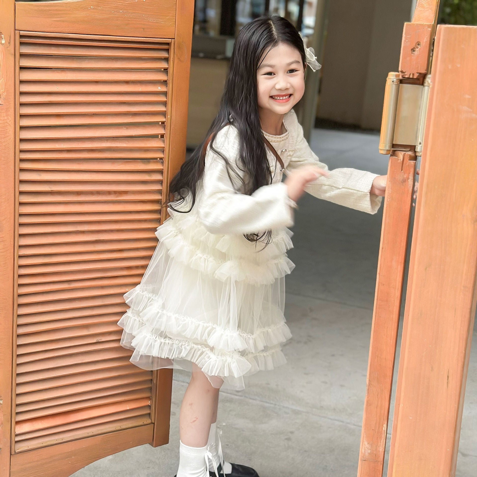 Girls Chanel Mesh Cake Dress Autumn Princess Style – Spring Autumn Kids Fashion Nepal | Tudoholic
