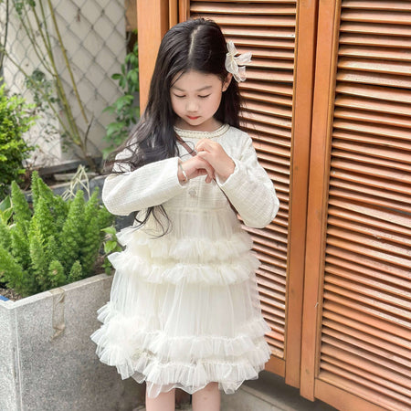 Girls Chanel Mesh Cake Dress Autumn Princess Style – Spring Autumn Kids Fashion Nepal | Tudoholic