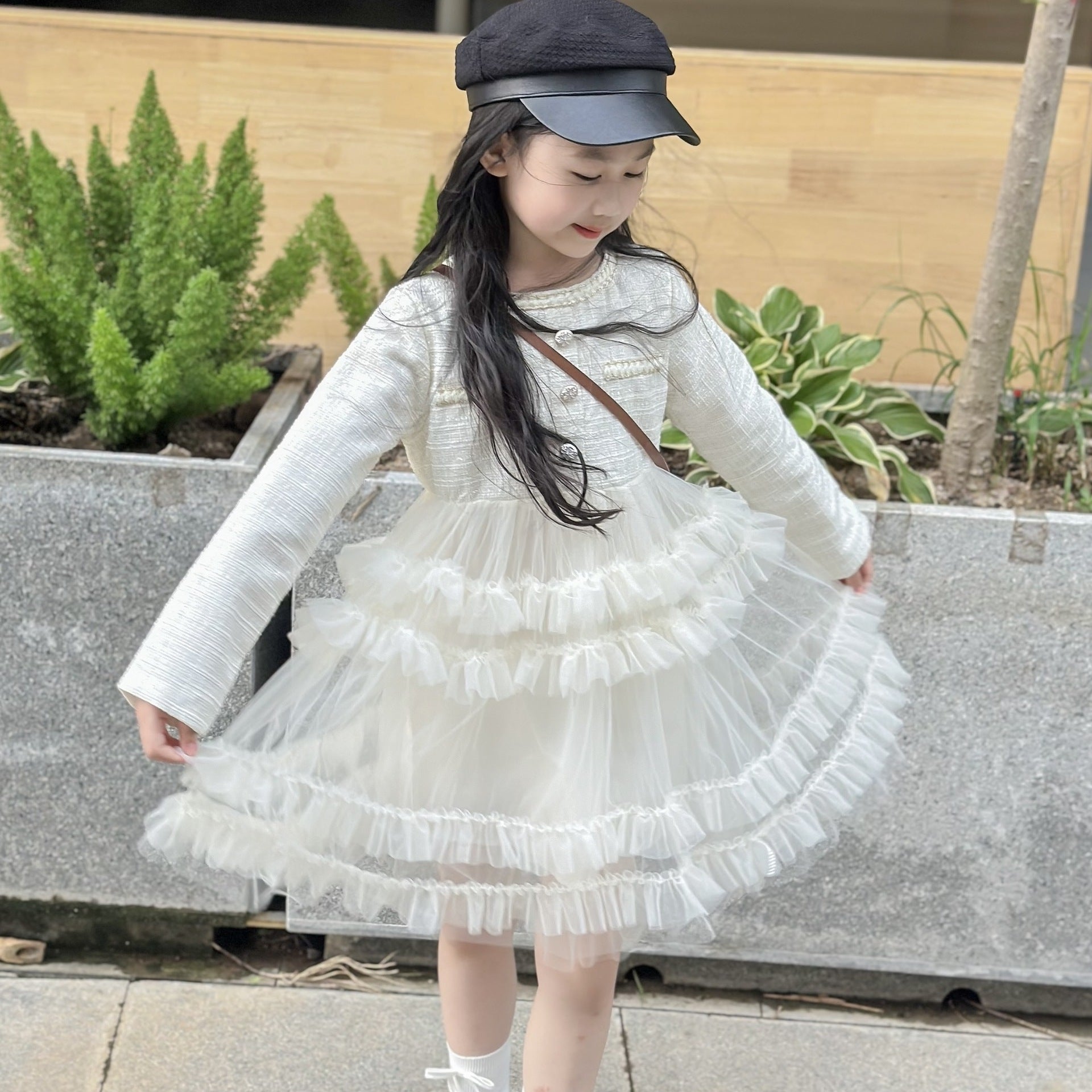 Girls Chanel Mesh Cake Dress Autumn Princess Style – Spring Autumn Kids Fashion Nepal | Tudoholic