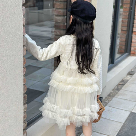 Girls Chanel Mesh Cake Dress Autumn Princess Style – Spring Autumn Kids Fashion Nepal | Tudoholic