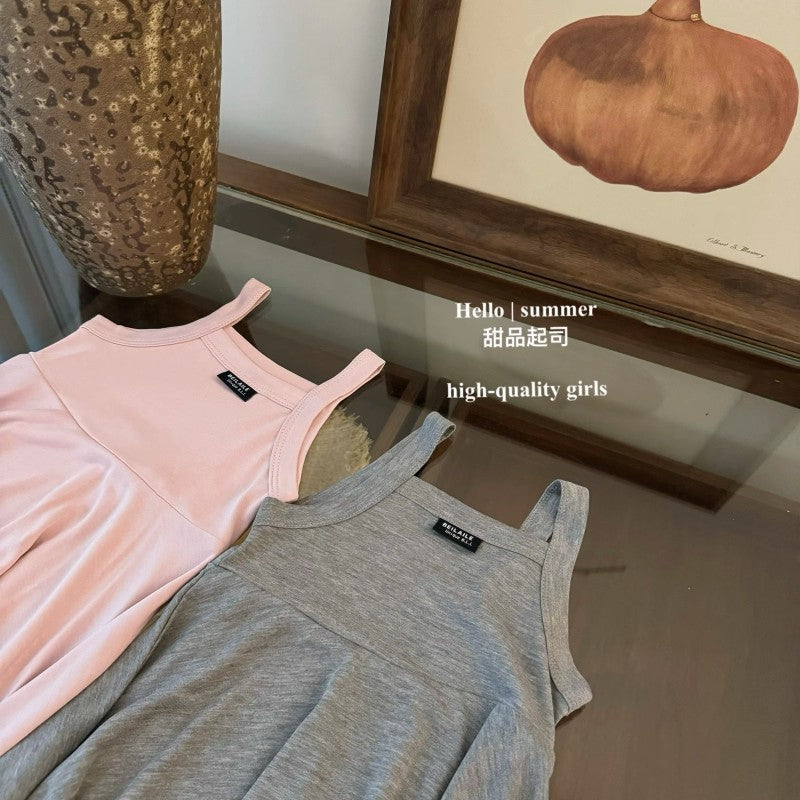 Girls Modal Camisole Dress Solid Color Summer Cute – Summer Kids Fashion Nepal | Tudoholic