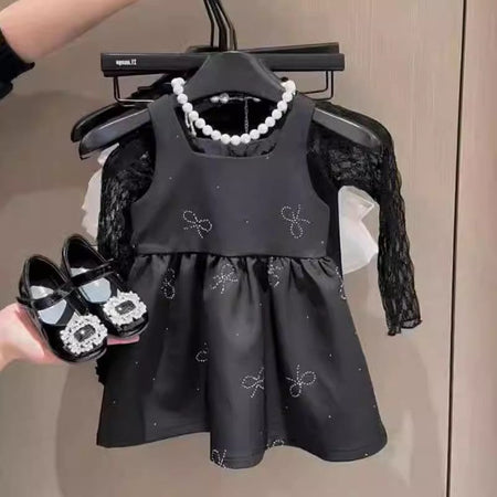 Girls Bow Vest Dress Korean Style Summer Elegant – Summer Kids Fashion Nepal | Tudoholic
