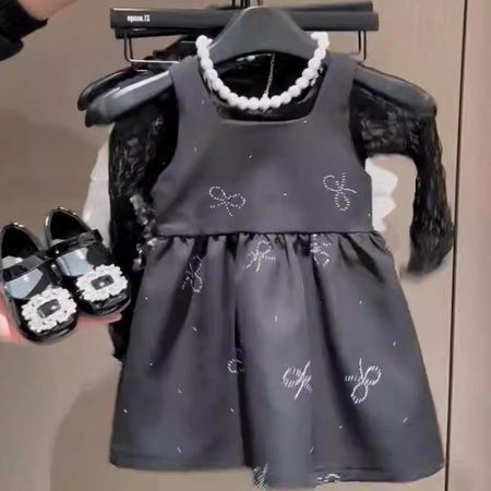 Girls Bow Vest Dress Korean Style Summer Elegant – Summer Kids Fashion Nepal | Tudoholic
