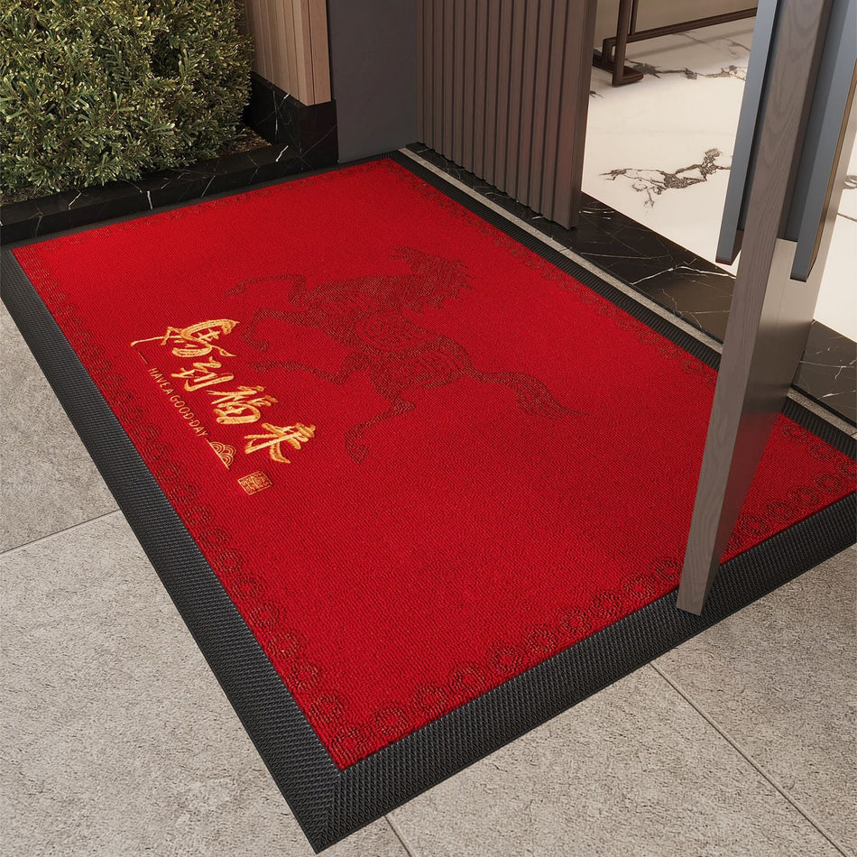 Mansion Standard Laser-Embroidered New Year's Red Entrance Mat
