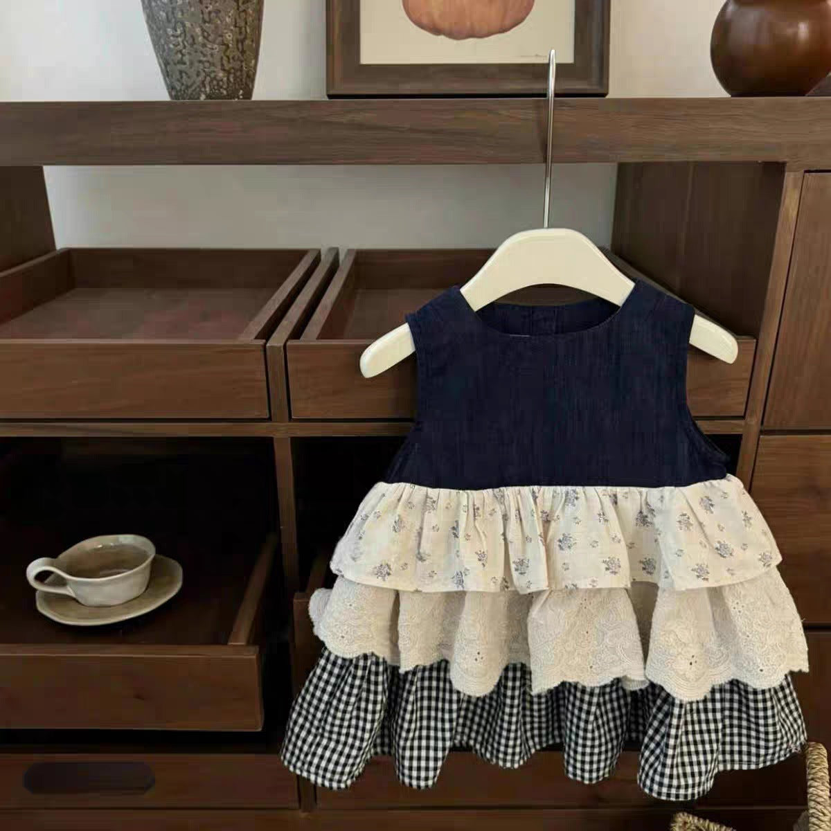 Girls Floral Patchwork Sleeveless Dress Summer 2025 – Summer Kids Fashion Nepal | Tudoholic