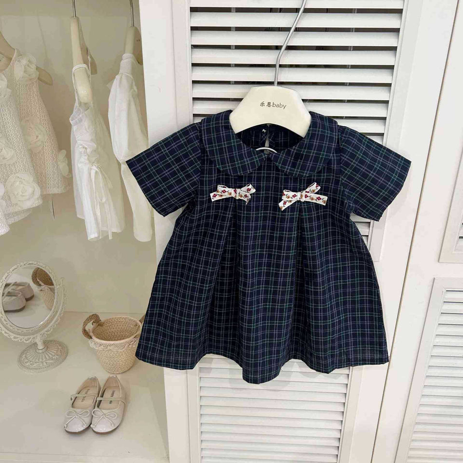 Girls Plaid Doll Collar Cotton Dress Summer 2025 – Summer Kids Fashion Nepal | Tudoholic