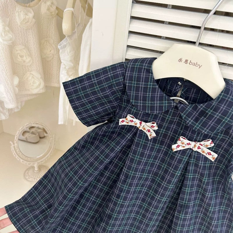 Girls Plaid Doll Collar Cotton Dress Summer 2025 – Summer Kids Fashion Nepal | Tudoholic