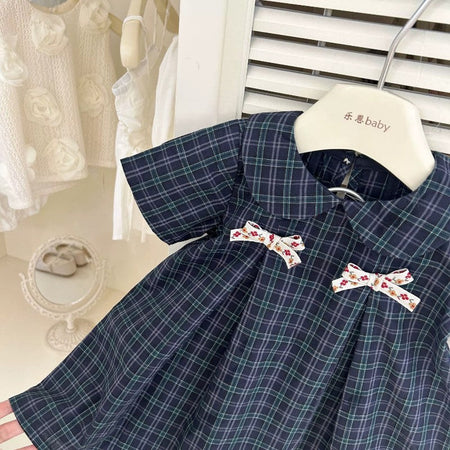 Girls Plaid Doll Collar Cotton Dress Summer 2025 – Summer Kids Fashion Nepal | Tudoholic