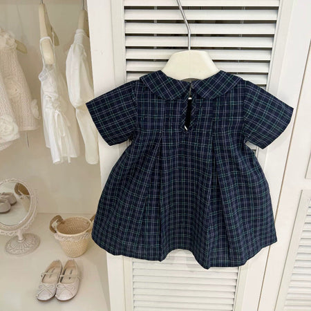 Girls Plaid Doll Collar Cotton Dress Summer 2025 – Summer Kids Fashion Nepal | Tudoholic