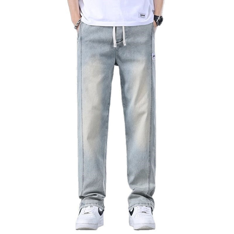 Men’s Elastic Waist Retro Wide-Leg Jeans 2026