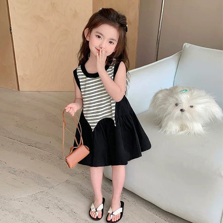 Girls Striped Vacation Dress Summer 2025 New Style – Summer Kids Fashion Nepal | Tudoholic
