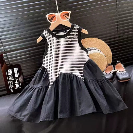 Girls Striped Vacation Dress Summer 2025 New Style – Summer Kids Fashion Nepal | Tudoholic