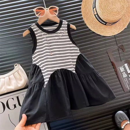 Girls Striped Vacation Dress Summer 2025 New Style – Summer Kids Fashion Nepal | Tudoholic