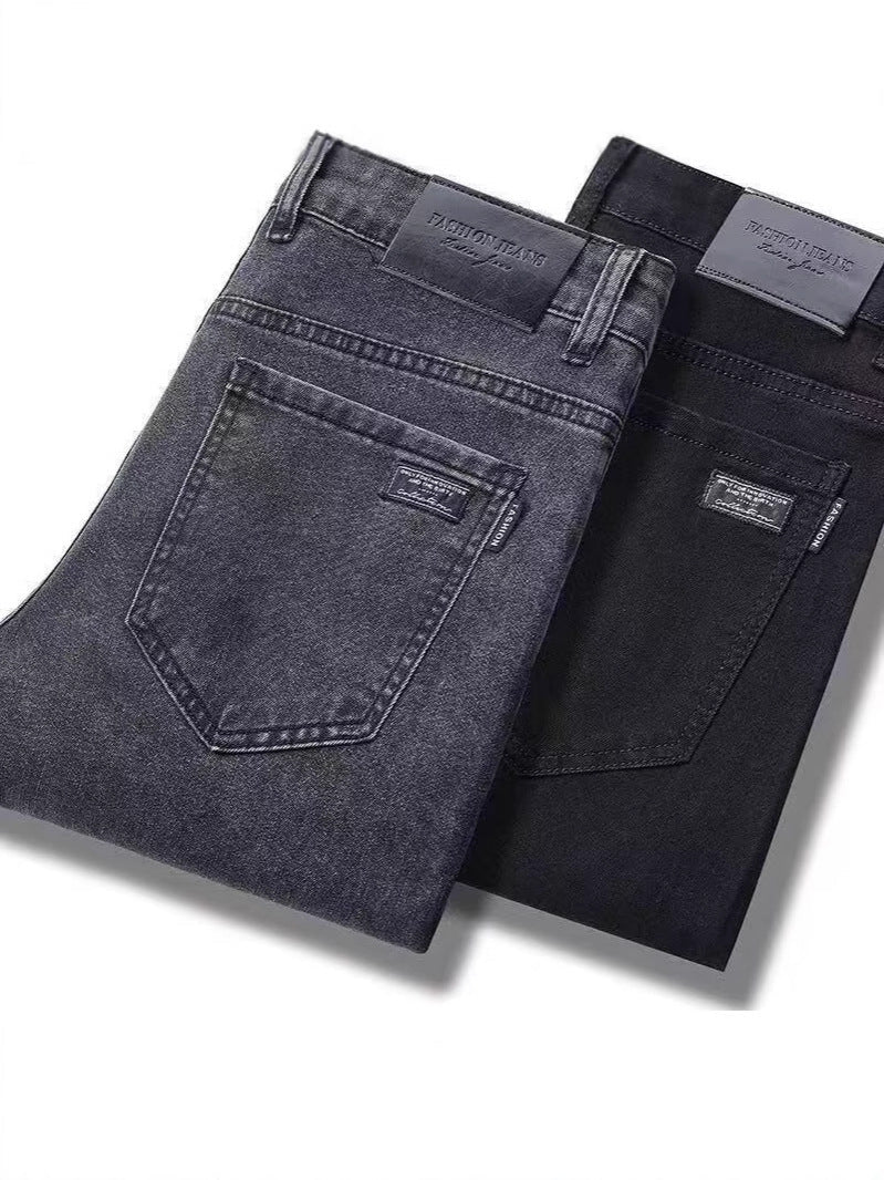 Men’s Gray Slim Fit Business Casual Jeans