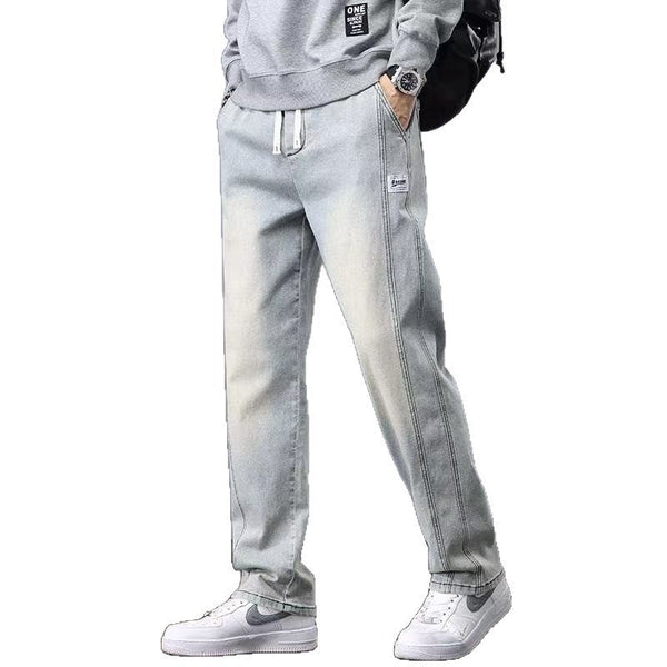 STOCK-Men’s Elastic Waist Workwear Casual Jeans