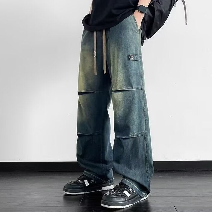 Men’s Pleated Loose Straight Summer Jeans
