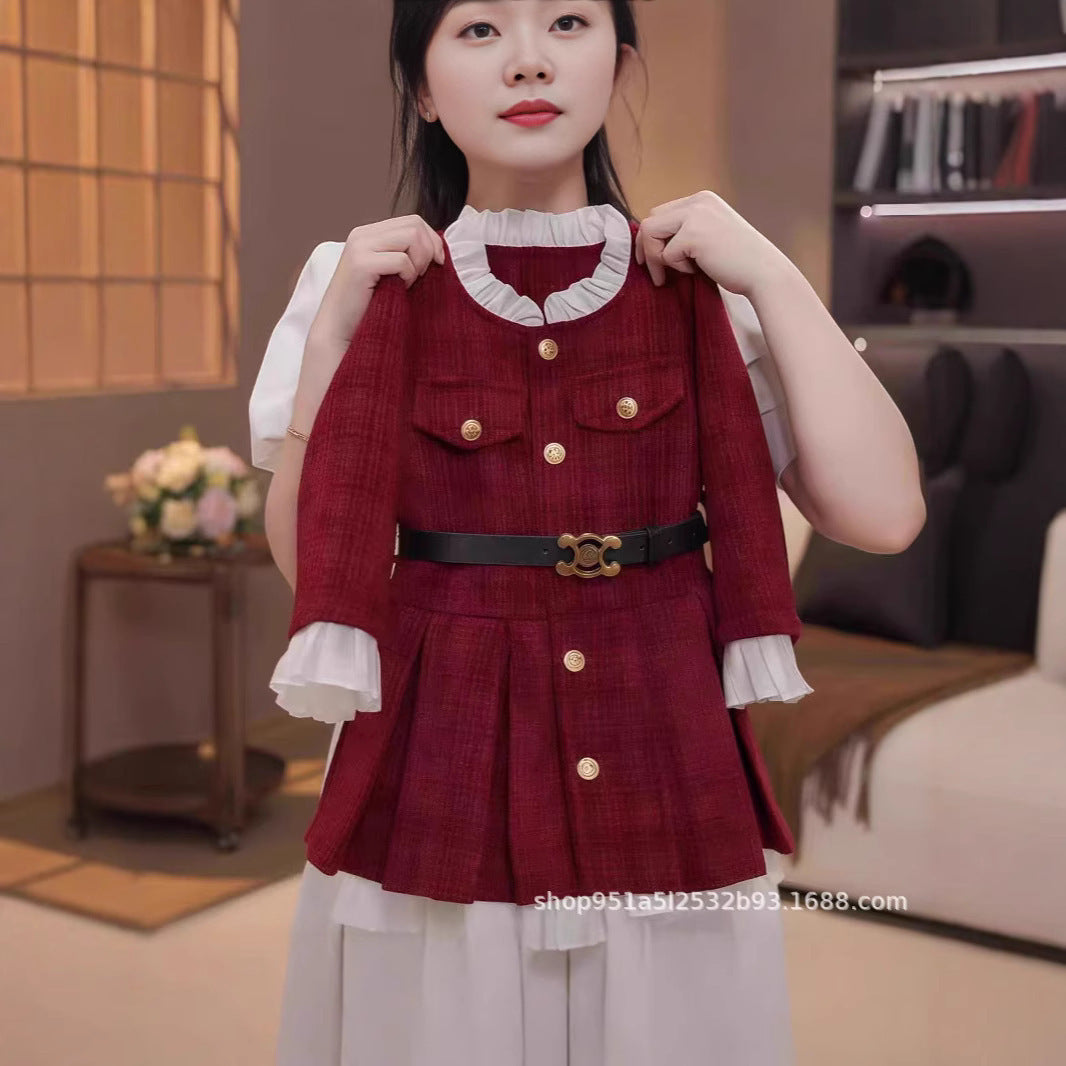 Girls Chanel Fleece Princess Dress Red Winter Autumn – Winter Kids Fashion Nepal | Tudoholic