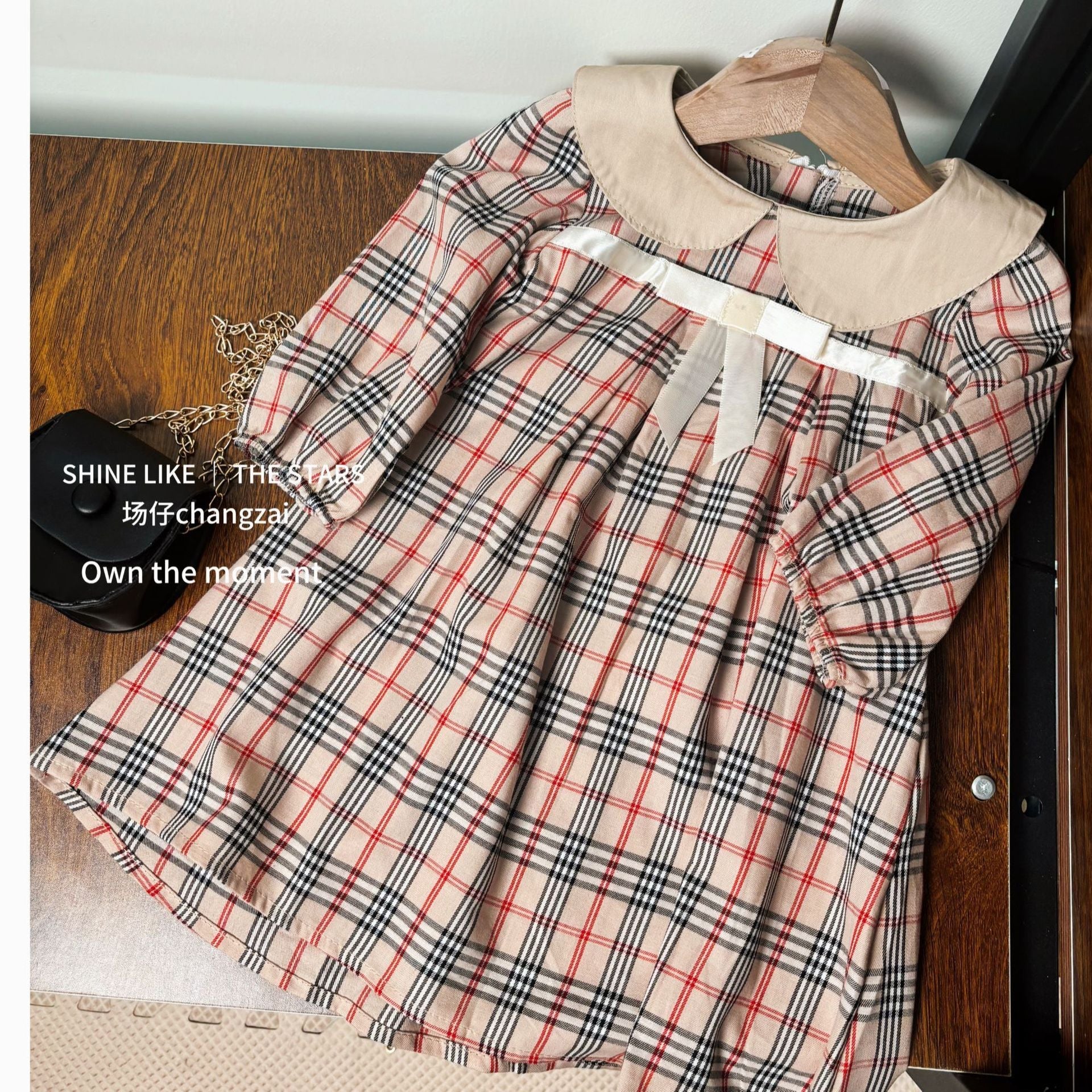 Girls Plaid Doll Collar Dress Autumn Princess Style – Spring Autumn Kids Fashion Nepal | Tudoholic