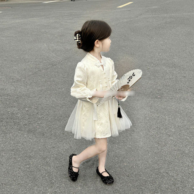Girls Chinese Cheongsam Dress Gauze Tassel Spring 2024 – Spring Autumn Kids Fashion Nepal | Tudoholic