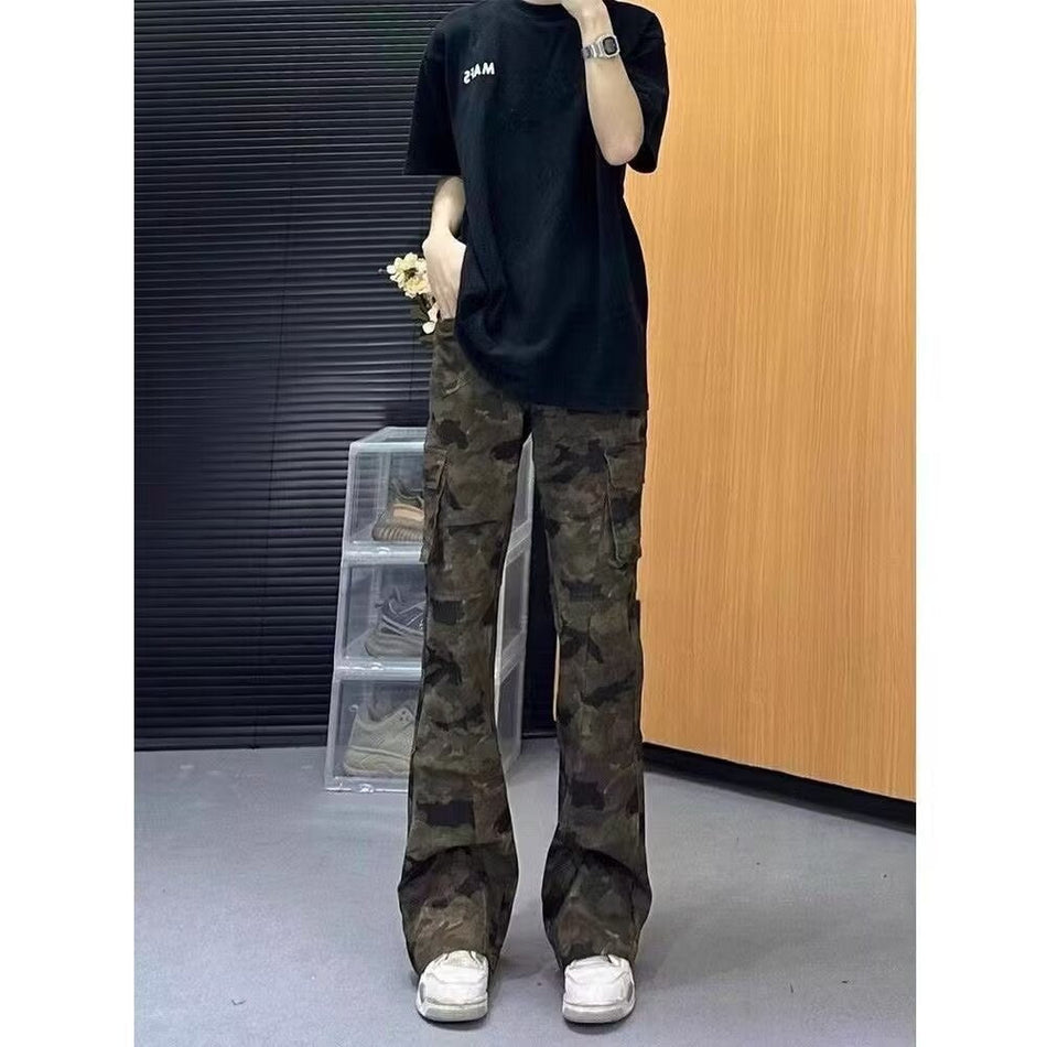 Men’s Retro Camouflage Micro-Flared Cargo Jeans