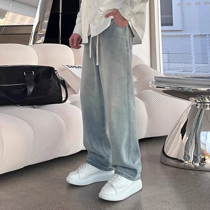 Men’s Retro High Waist Wide-Leg Jeans