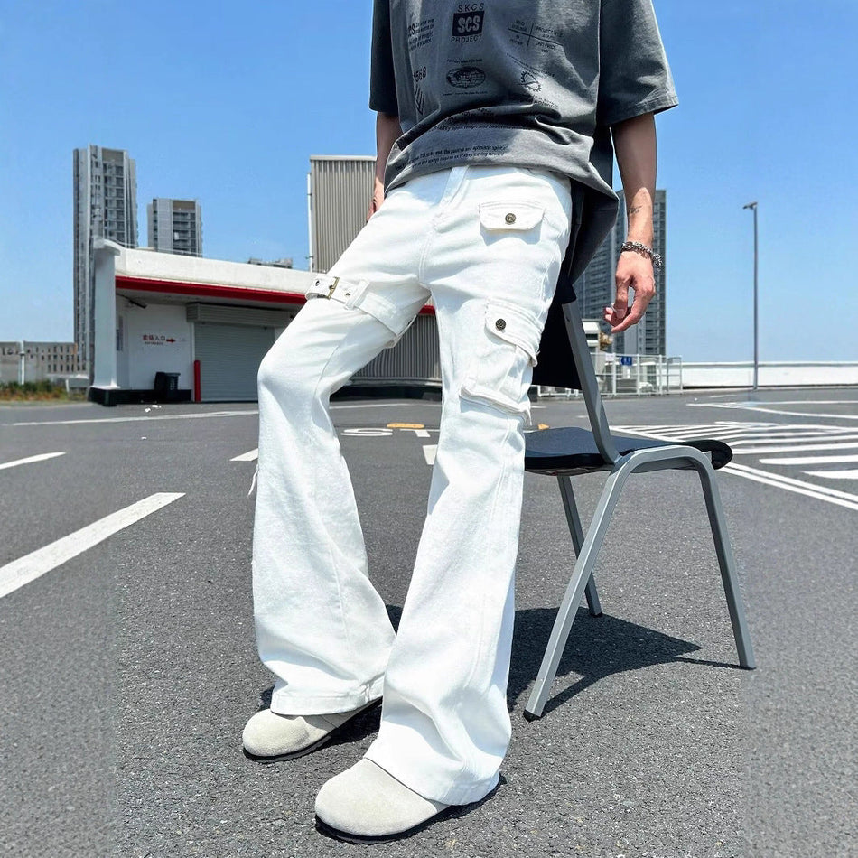 Men’s White Lace-Up Skinny Cleanfit Jeans
