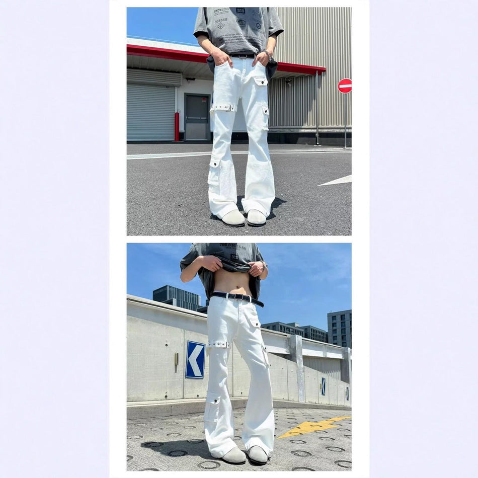 Men’s White Lace-Up Skinny Cleanfit Jeans