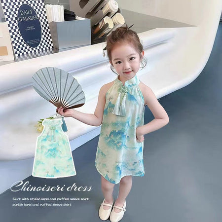 Girls Guofeng Cheongsam Vest Dress Summer Ethnic Style – Summer Kids Fashion Nepal | Tudoholic
