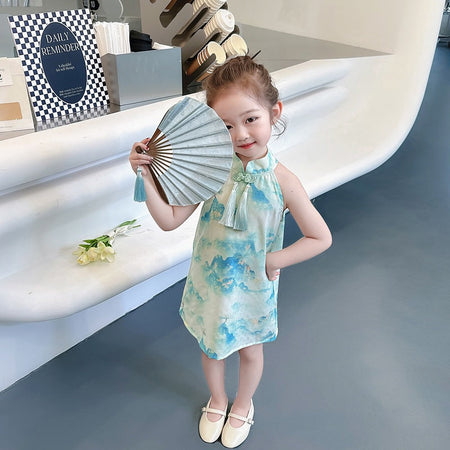 Girls Guofeng Cheongsam Vest Dress Summer Ethnic Style – Summer Kids Fashion Nepal | Tudoholic