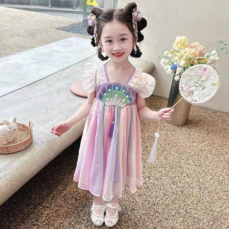 Girls Han Dynasty Tang Suit Dress Summer Princess – Summer Kids Fashion Nepal | Tudoholic