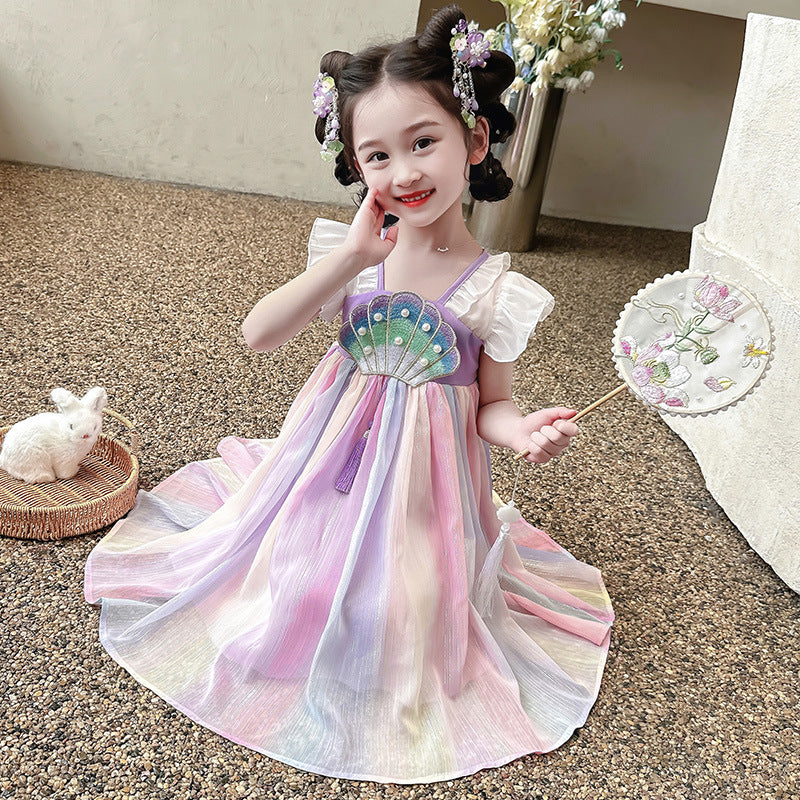 Girls Han Dynasty Tang Suit Dress Summer Princess – Summer Kids Fashion Nepal | Tudoholic