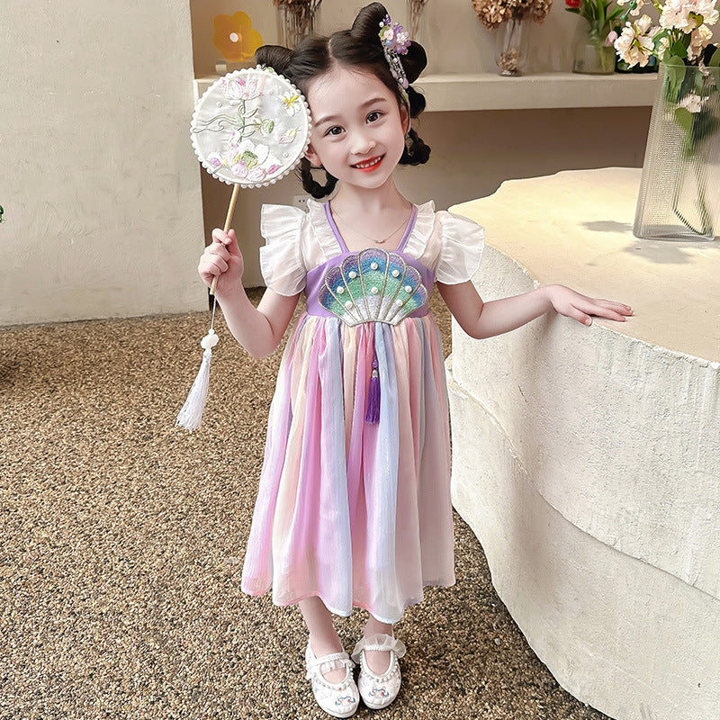 Girls Han Dynasty Tang Suit Dress Summer Princess – Summer Kids Fashion Nepal | Tudoholic